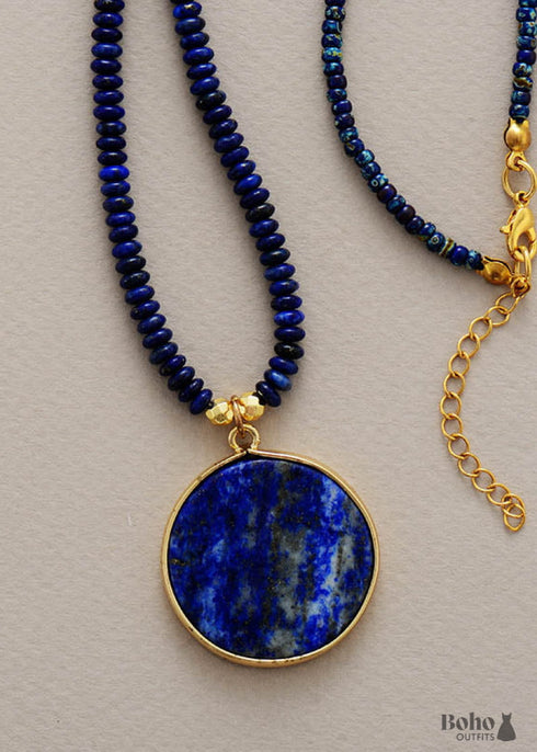 Boho Necklace, Lapis Luzuli Pendant Necklaces